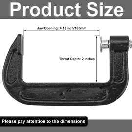 4 Inch Malleable Iron C-Clamp Set, 4 Pcs Heavy Duty G Clamp Industrial Grade C Clamp Set for Woodworking, Welding Building (Black)