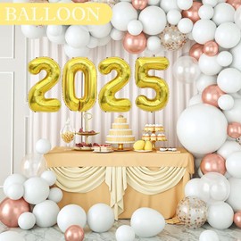 Gold 2025 Balloons New Year Balloons - 16 Inch | Happy New Year Decoration 2025 | Gold 2025 Premium Night Decoration Foil Balloons | 2025 New Year's Eve Party Supplies Number of Balloons