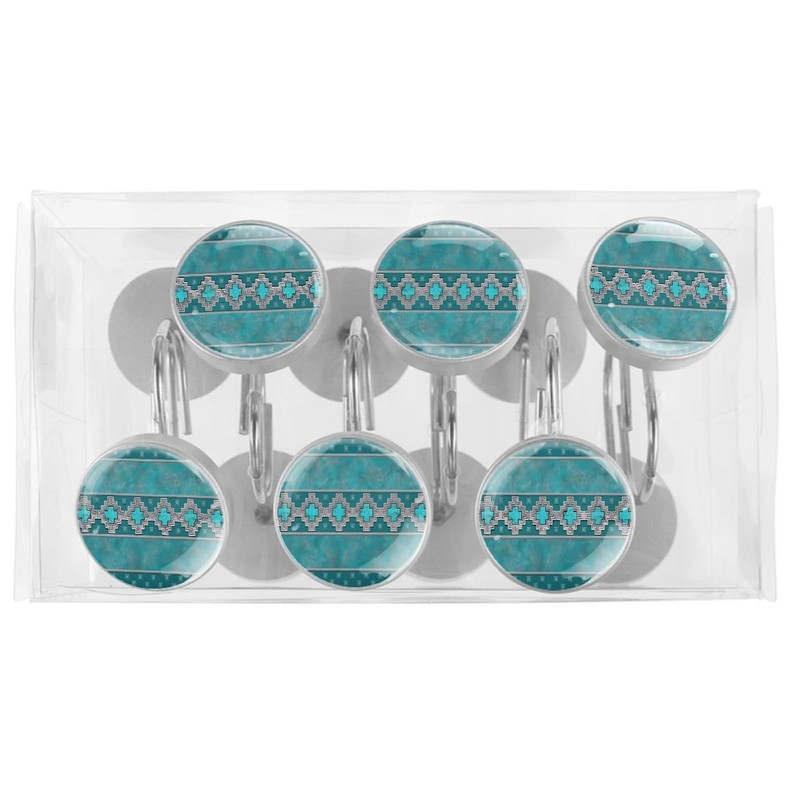 Silver Santa Southwest Turquoise Arizona Desert Western Lodge Decorative Shower