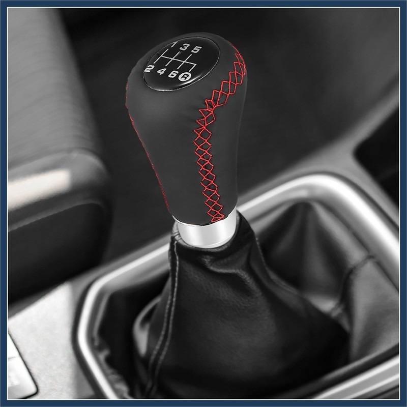 INFINAUTO Black Universal 6 Speed Car Gear Shift Knob PU