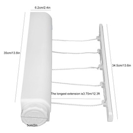 Retractable Clothesline, Plastic Adjustable Clothes Drying Rope Hanger for Indoor Outdoor Use(5 Ropes-A)