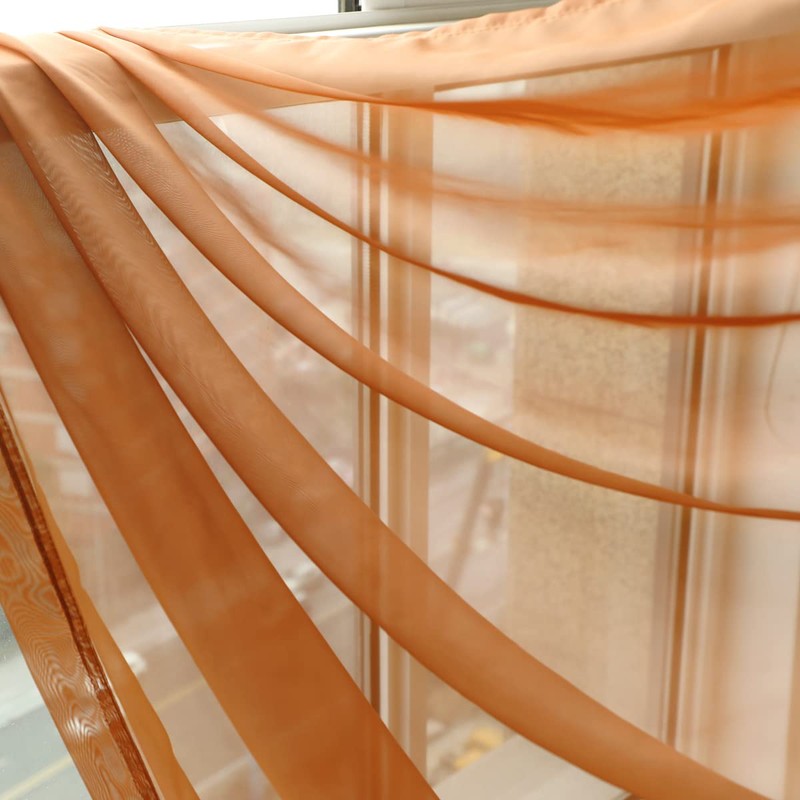 PHILEASY Window Sheer Brown Curtains 72 Inches Long 2 Panels