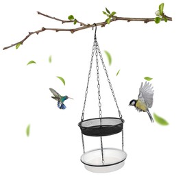 KONTONTY Stylish Iron Craft Double Tray Feeder Hanging Bird Feeder for Garden Balcony Crow Hummingbird