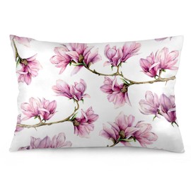 Tlovudori Spring Summer Bed Pillow Covers 20X26Inch, Pink Magnolia Blossom Wildflower Plant Floral Decorative Sleeping Pillow Covers Farmhouse Flower Cushion Cases for Couch Sofa Decor