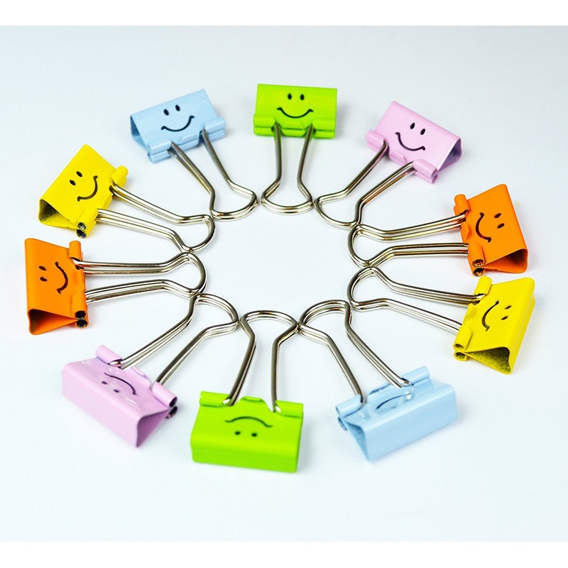 Rapesco 1428 19mm Smile Foldback Clips, Assorted Colours, Pack of