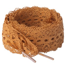 Booyckiy 2 Paris Flat Fancy Lace Shoelaces, 3cm Wide Ribbon Shoe Laces for Women, Brown, 47inch (120cm)