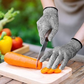 Cut Resistant Gloves for Kitchen-Meat Cutting,Mandolin slicing,Food Grade,High performance level 5 protection.Size, M, L, XL (Grey, Large)