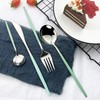 JASHII 24 Piece Titanium Mint Green Plated Stainless Steel Flatware