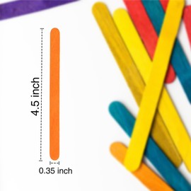 OWLKELA 300 Pieces 4.5 inch Lollipop Sticks, Natural Wood Craft Sticks, Lolly Sticks for Home and School Crafts, Popsicle Sticks, Ideal for Arts and Handwork, Classroom Art Supplies Multicolor
