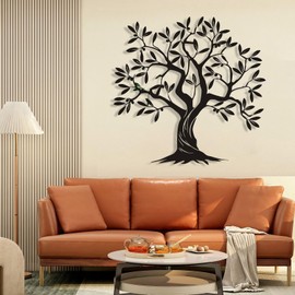 Tree of Life Metal Wall Art, Family Tree Wall Decor, Metal Tree Wall Art, Metal Art Tree, Tree of Life Decoration, Metal Wall Art, Metal Tree Sign, Tree Sculpture for Home Office Living Room (Black, 17"x16" | 43x41 cm)