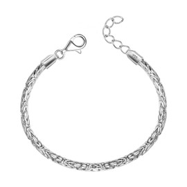 LeCalla 925 Sterling Silver Byzantine Bracelet for Women | Italian 4MM Round Handmade Classic Byzantine Link Chain Bracelet 7.5 Inches, Made in Italy