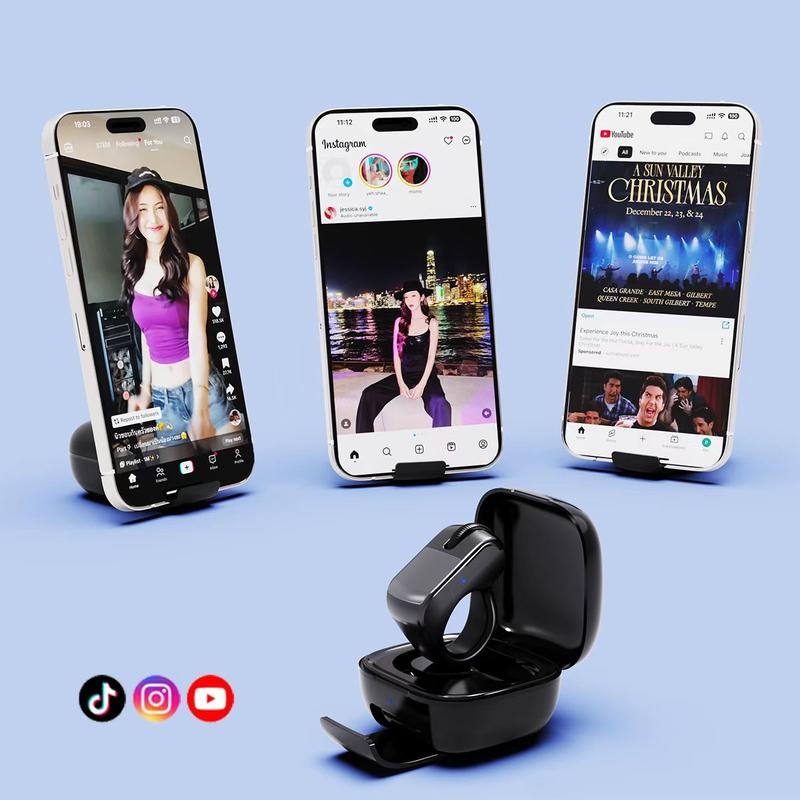 Bluetooth Remote Control Scrolling Finger Ring Air Mouse with Touchpad