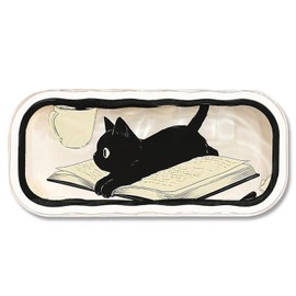 Leseogye Black Cat Glasses Case, Hard Kids Glasses Case, Kids Sunglasses Case with Cat Print (B)