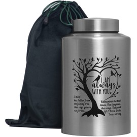 Decorative Cremation Urn Large up to 220lbs Memory Decorative Funeral Burial Urn for Male ,Female, Human Ashes (Stainless Steel Tree)