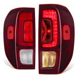 Auto Dynasty Tail Lights Assembly Compatible with 2017-2019 Honda Ridgeline, Driver and Passenger Side LED Rear Lamps, HO2800195 HO2801195, Chrome Housing Red/Clear Lens