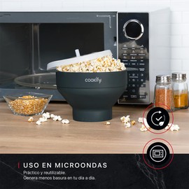 Cookify Palomera de Silicona Plegable con Asas para Microondas, Palomitas sin Aceite (Gris Oscuro)