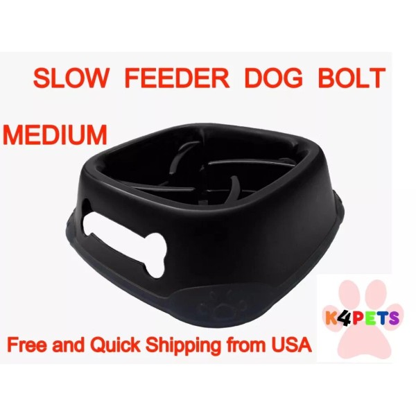 BFSEALS Slow Fedeer Pet Eater Bowl, MEDIUM, Elegant Black color