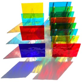 PALJOLLY 24 Sheets Rainbow Transparent Stained Glass Sheet Value Pack, 6 X 4 inches Cathedral Art Glass Mosaic Tiles for Crafts, Stained Glass Supplies for Stained Glass or Mosaic Projects