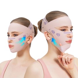 New Upgrade V Line Face Lifting Strap, Adjustable Chin and Cheek Lifting Bandage for V Face Lift, Sleeping Mask Strap for Women(21-27in, Pink)