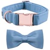 Lionet Paws Bowtie Dog Collar - Comfortable Silk Boy Dog Collar with Detachable Bow Tie for Medium Dogs, Neck 13.5-22 Inches