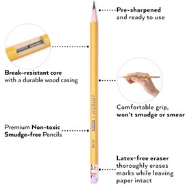 ARTEZA HB Pencils #2, Pack of 12, Wood-Cased Graphite Pencils in Bulk, Pre-Sharpened, Office and School Supplies for Exams, Classrooms, Students