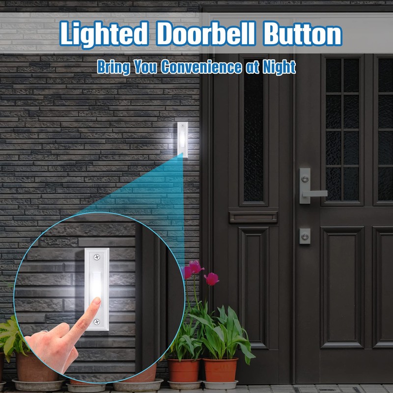 Saillong 1 Piece Lighted Doorbell Button, Christmas Wall Mounted Garage