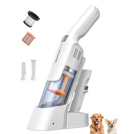 Aspiron Cordless Handheld Vacuum, 24KPA Powerful Car Vacuum, 2-Speed, 2 Charging Methods, Wireless Charger, Ergonomic Handle, Portable Rechargeable Vacuum Cleaner for Car, Home, Ivory