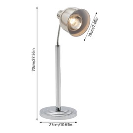 Commercial Food Heat Lamp with Round Base, 250W High-Power Infrared Heating Bulb for Food, Heating Lamp with Flexible Hose, Food Heating Lamp Food Warmers for Restaurants (Style-Silver)