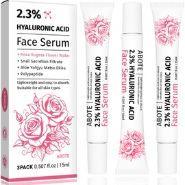 3-Pack Rose Hyaluronic Acid Serum for Face, Anti-Aging, Anti-Wrinkle, Deep Hydration (15ml Each)