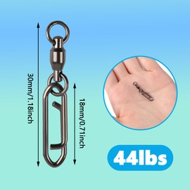 25Pcs Fishing Speed Clips Quick Change Fishing Snap Swivels Fishing Power Clips Ball Bearing Swivels Fishing Clips Topwater Speed Clips Lures Quick Snap Connector Tackle for Saltwater Freshwater, 44lb