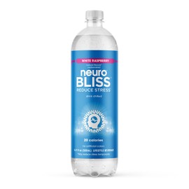 neuroBLISS | White Raspberry | Functional Beverage for Reducing Stress, Lightly-Carbonated, Vegan & Low Sugar; 16.9 Fl Oz (Pack of 12)