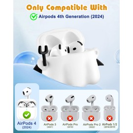 Coralogo for AirPods 4 Case with Keychain - Fashionable Stylish for Women Girls 3D Silicone Cute Ghost Design Kawaii Girly Girlish Unique Funny for Air Pods 4th Generation 2024 Cover