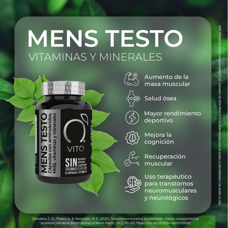 Men's TESTO | Cápsulas con Aminoácidos, HMB, Vitaminas y Minerales