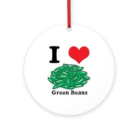 CafePress I Heart (Love) Green Beans Round 4" MDF Holiday Ornament