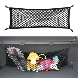 Double-Layer Trunk Cargo Elastic Net for SUV, 35"x11" Stretch to 65"x25" for Car Organizer Heavy Duty with Hooks