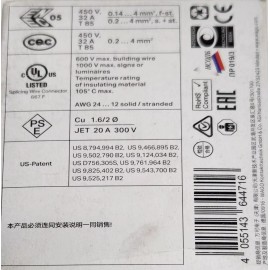 WAGO BOX OF 100 WAGO 221 412 Compact Splicing Connector 2 Conductor Lever Nut 221-412