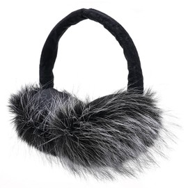 SUNBORRY Women's Faux Fur Earmuffs, Adjustable Foldable Winter Ear Warmers with Soft Cotton Lining, Cold Weather Gift (Black)