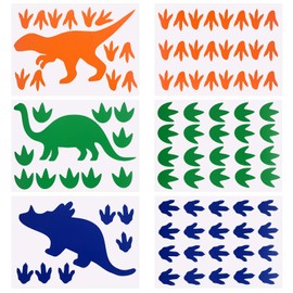 AIEX 6Pcs Dinosaur Wall Decals Dinosaur Footprints Stickers for Boys Girls Bedroom/Nursery/Classroom Decoration (Blue, Orange, Green)