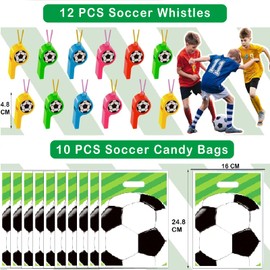 Seamart Pack of 114 Children's Football Party Bags with Key Chain, Bracelet, Football Turning, Whistle, Tattoos, Party Gift Bags, Children's Birthday Party Bag Football