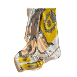 GLORIS Silk Scarf Women's Elegant 90 x 90 cm Silk Scarf Hair Silk Scarf Women's Silk Elegant Satin Scarf Neckerchief Silk Women's Bandana Scarf Headscarves Women's Neck Scarf, yellow