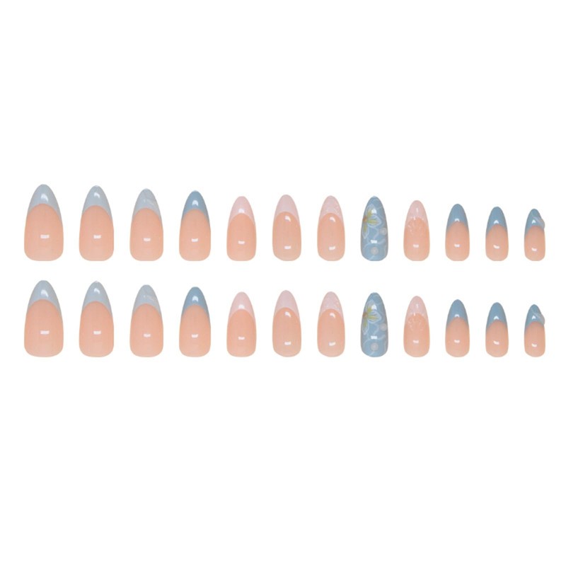 Auiremrti Pack of 24 Summer Almond Nails, Medium Size, Press