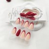 Red French Tip Press on Nails Almond Fake Nails Medium