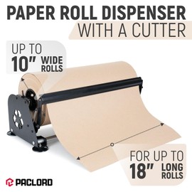 Paclord 18" Paper Roll Dispenser With a Cutter, Next Gen, Non-Slip Suction Cup Feet - Heavy-Duty Dispenser for Kraft, Freezer, Newsprint, Butcher Paper Rolls - Up to 10" in Diameter, Safe Rod Holder