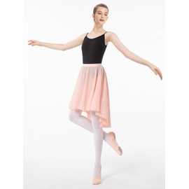 DGSHIRLDJO Ballet Wrap Skirt Chiffon Pull-on Elastic Waist Dance Skirt for Women Girls Ballet Dancewear Pink