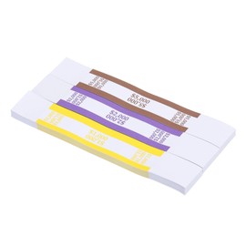 PATIKIL Currency Band Bundles, 600 Packs Purple/Brown/Yellow Dollar2000/Dollar5000/Dollar1000 Self Sealing Cash Straps Sleeves Money Bill Wrappers for Dollar