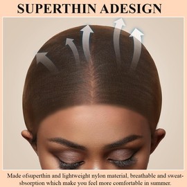 4 Light Brown Wig Caps, Ultra Thin Wig Cap, Transparent Wig Cap, Breathable, Comfortable, Realistic