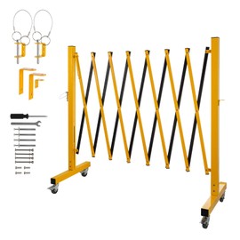 SmarketBuy Industrial Expandable Metal Barricade 11.5 Ft Barricade Gate with Casters Easy to Use and Adjust Retractable Traffic Fence for Maintenance and Construction Work and Traffic Control