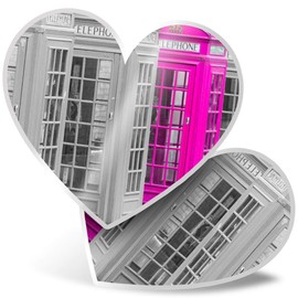 2 x Heart Stickers 7.5 cm - Cute Pink Telephone Box England Girls 8596