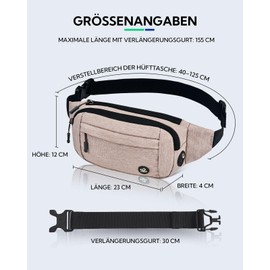 WATERFLY Bum Bag Waist Bag Men Women: Small Belt Bag Sport Bum Hip Bag Men Women Waist Fanny Pack with Extension Strap for Travel Hiking Dog Training Outdoor, beige, money belt