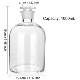 Kestun 1000ml Borosilicate Glass Reagent Bottle,Narrow Mouth Borosilicate Glass Reagent Bottle with Standard Ground Glass Stopper for Labs(33.8oz,Clear)